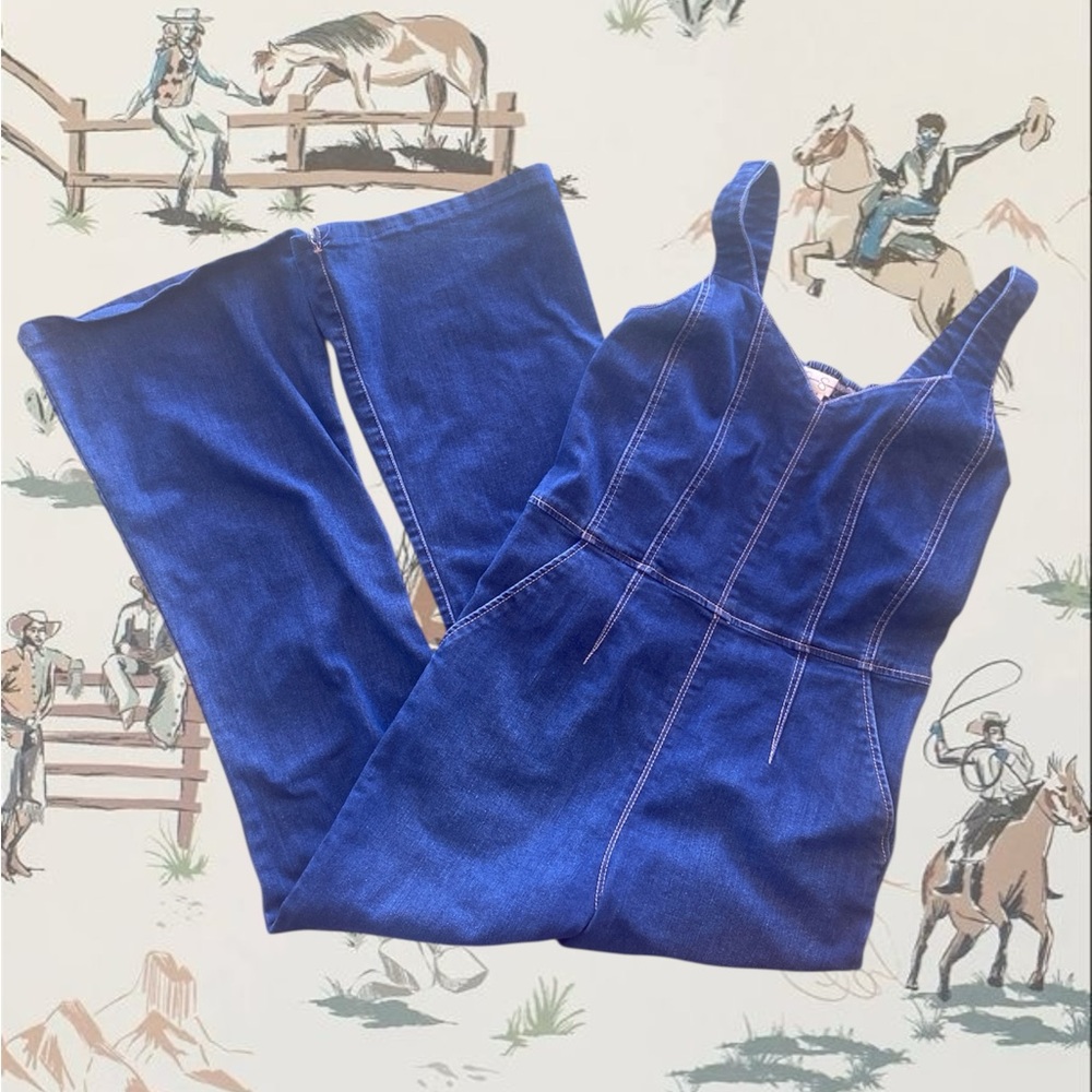 Jessica Simpson Vibrant Blue Denim Jumpsuit